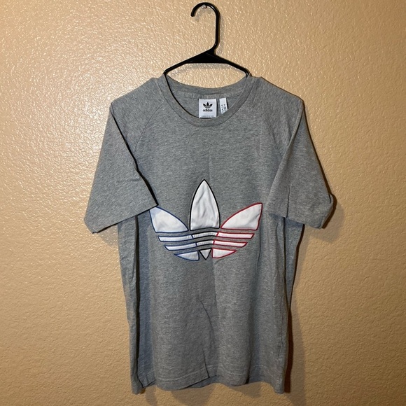 Adidas Heather Gray Tee with Trefoil Logo - Picture 1 of 3